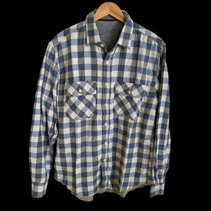 Arnold Zimberg Mens Medium Gingham Check button up shirt blue gray western grey